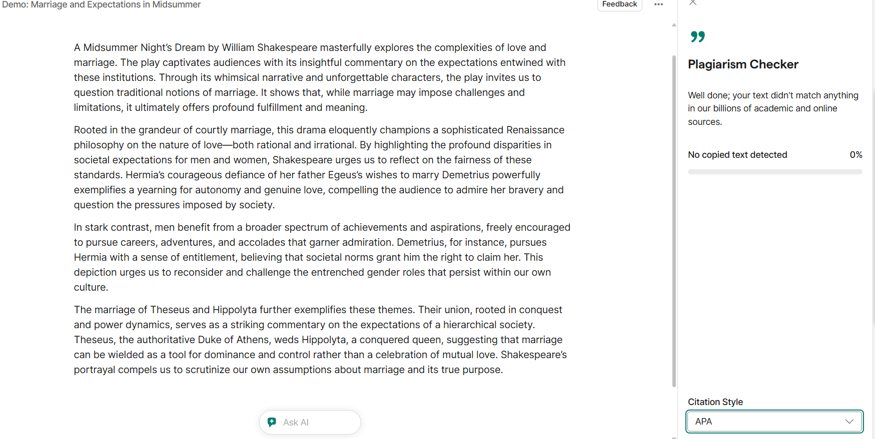 Plagiarism Checker: Kiểm tra đạo văn bằng cách so khớp nội dung với hàng tỷ trang web, bài báo và cơ sở dữ liệu học thuật.