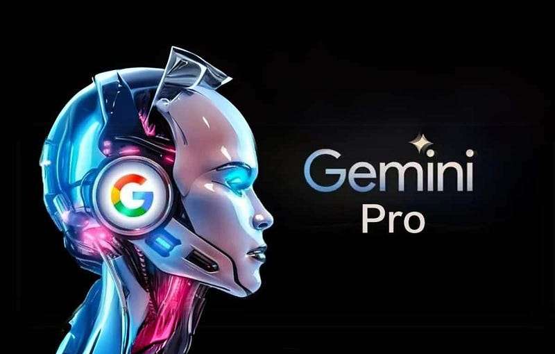 Ảnh minh họa trí tuệ nhân tạo Gemini Pro – robot công nghệ cao với biểu tượng Google phát sáng, thể hiện sức mạnh và sự sáng tạo của AI hiện đại.