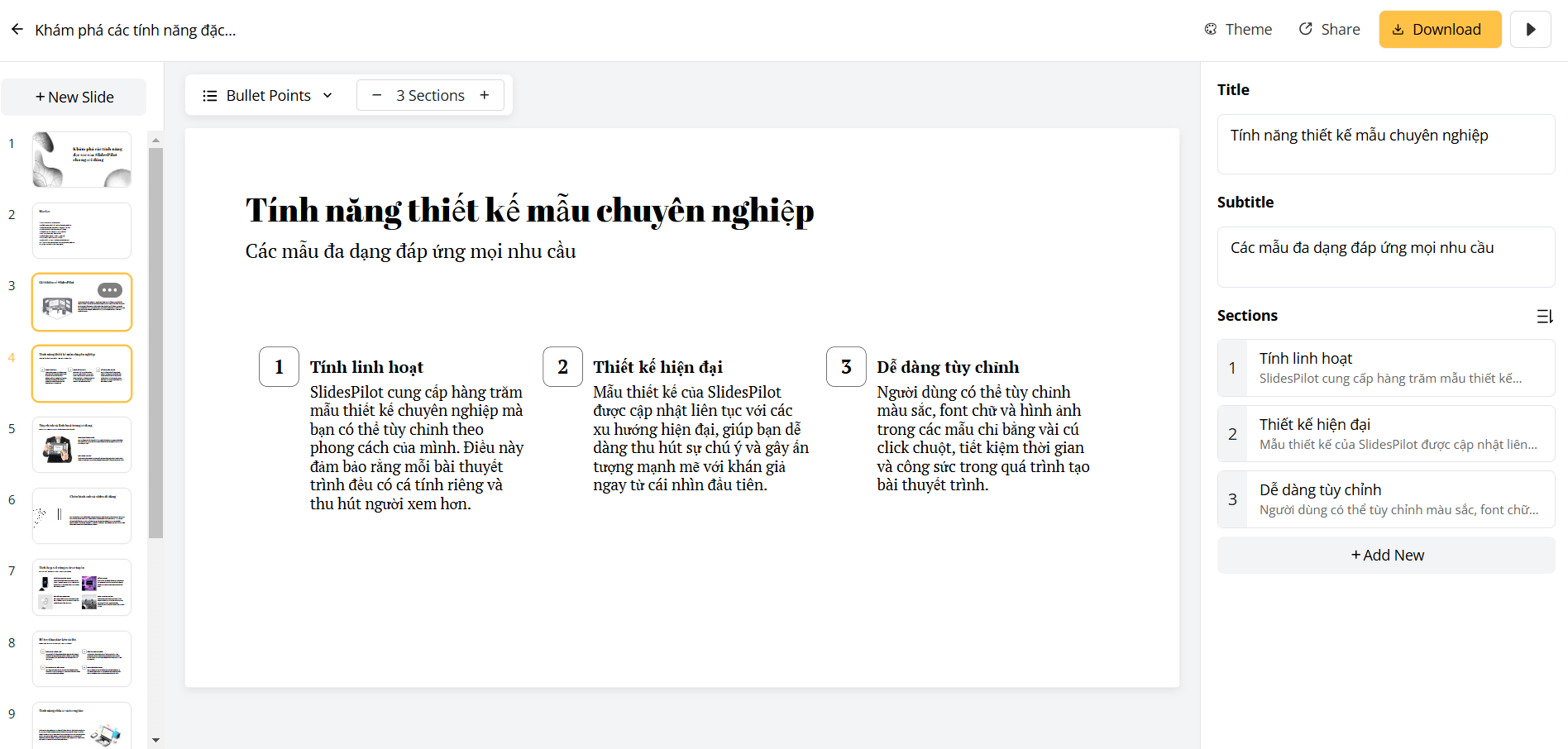 Tùy chỉnh chi tiết cho phù hợp