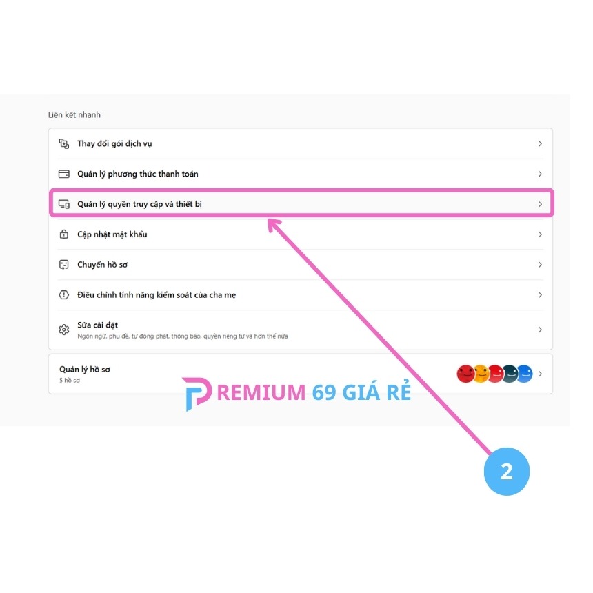 Chọn "Quản lý quyền truy cập và thiết bị"