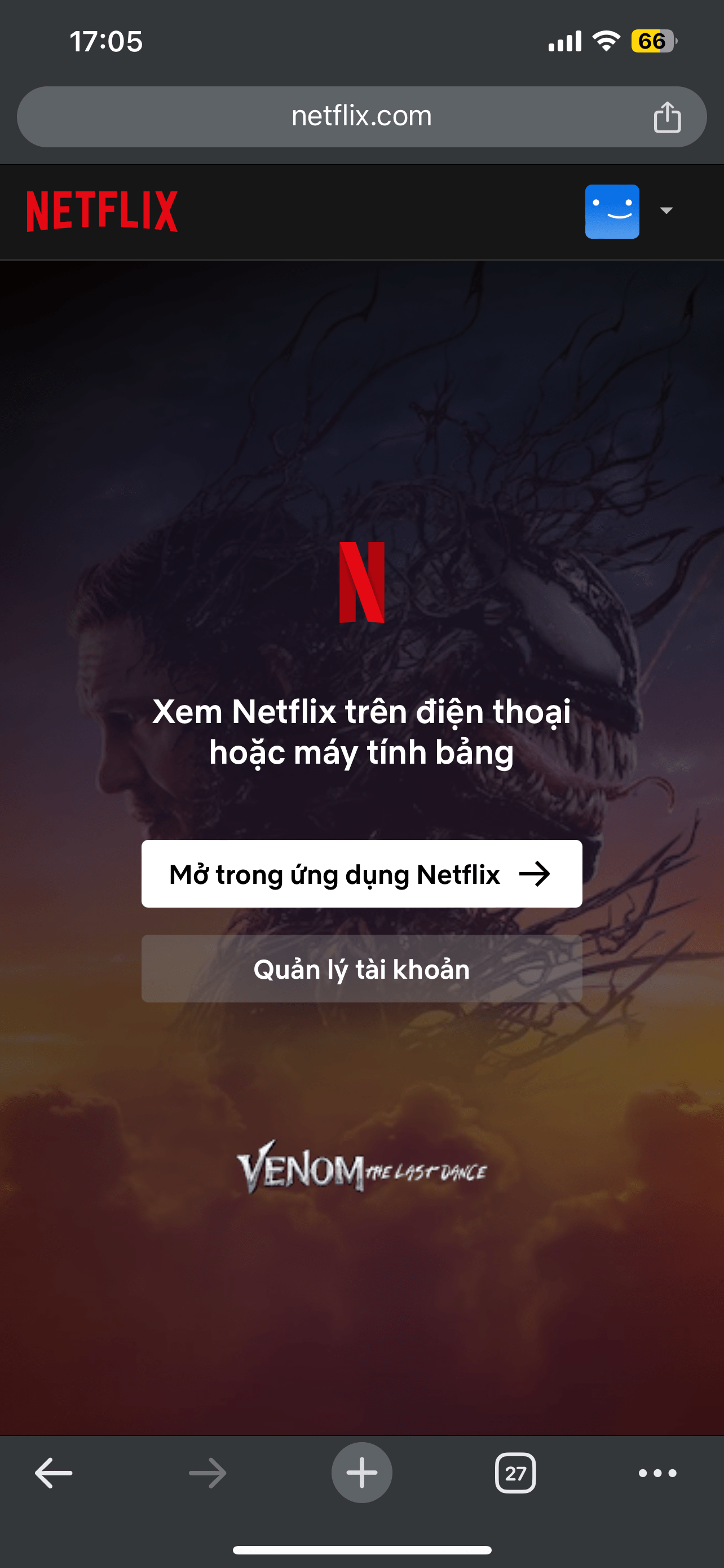 Chọn "Quản lý tài khoản"