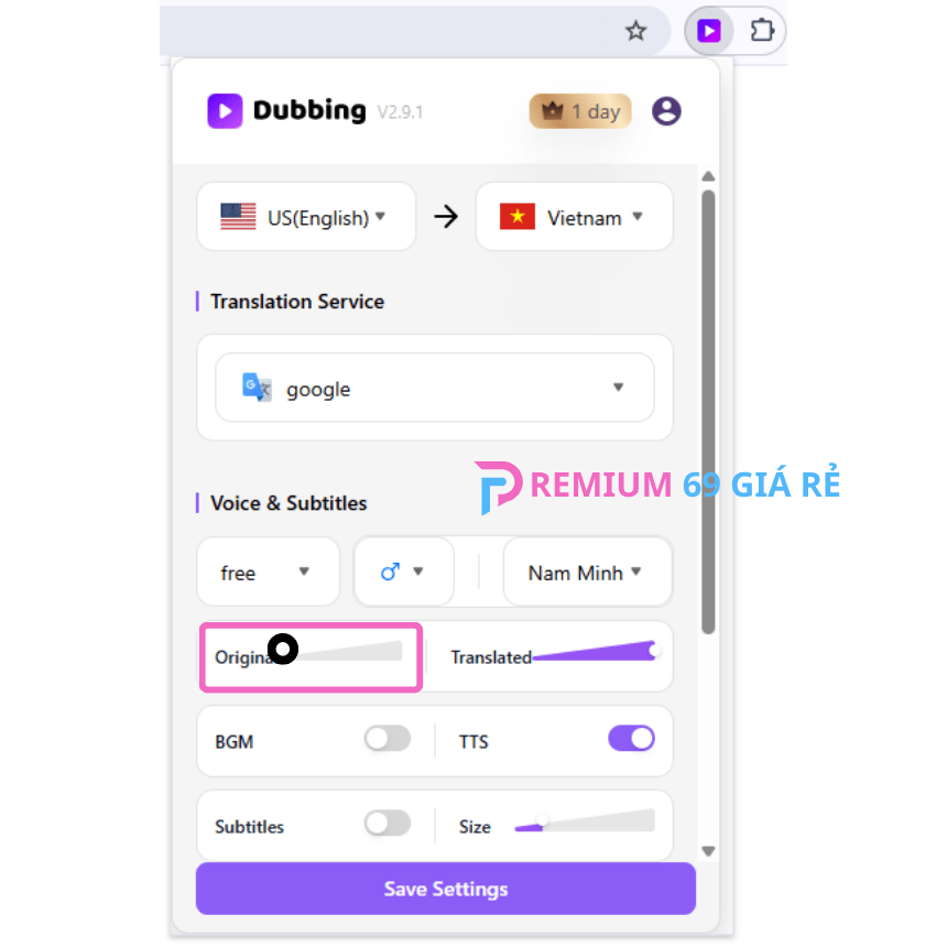 Một cửa sổ hiện ra và chọn thông tin như trong ảnh nếu nguồn phát video của bạn là tiếng Anh còn ngôn ngữ khác thì bấm vào để chọn cho phù hợp