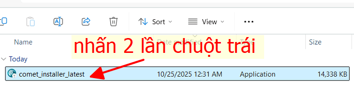 Mở file cài đặt comet_installer_latest để tiến hành cài đặt trình duyệt Comet.