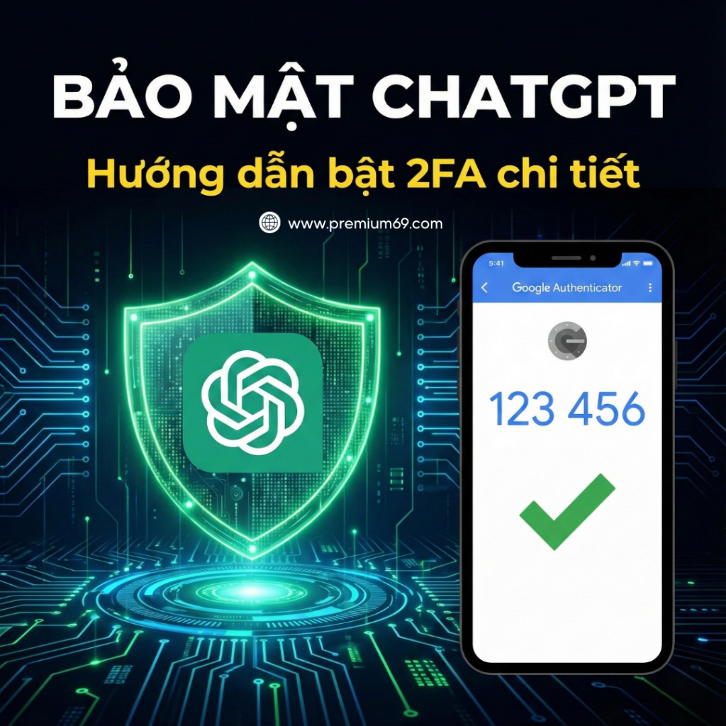 Hướng dẫn bật bảo mật 2 lớp 2FA cho tài khoản ChatGPT sử dụng ứng dụng Google Authenticator trên điện thoại.